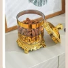 Wholesale plastic golden striped sealed boxes, sundries and grain storage cans, golden edge round sealed cans with LIDS details Picture